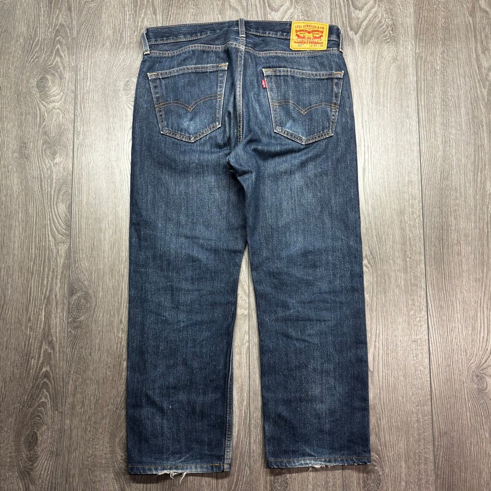 Levis 505 Regular Fit Straight Leg Jeans Mens 33x27 Dark Wash Indigo